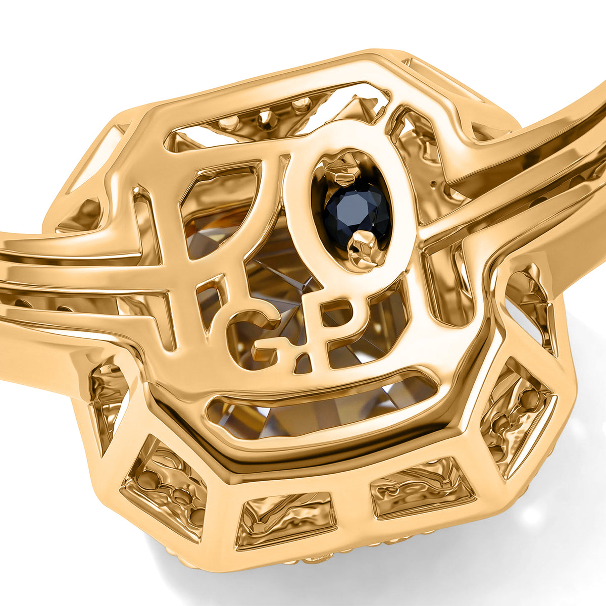 GP - Turkizite, White Zircon &amp; Blue Sapphire Halo Ring in 18K Vermeil Yellow Gold Plated Sterling Silver 2.30 Ct. 8783166 6