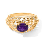 EverTrue Zambian Amethyst, White Zircon Fancy Ring Pure Yellow Brass  1.290  Ct._8783189