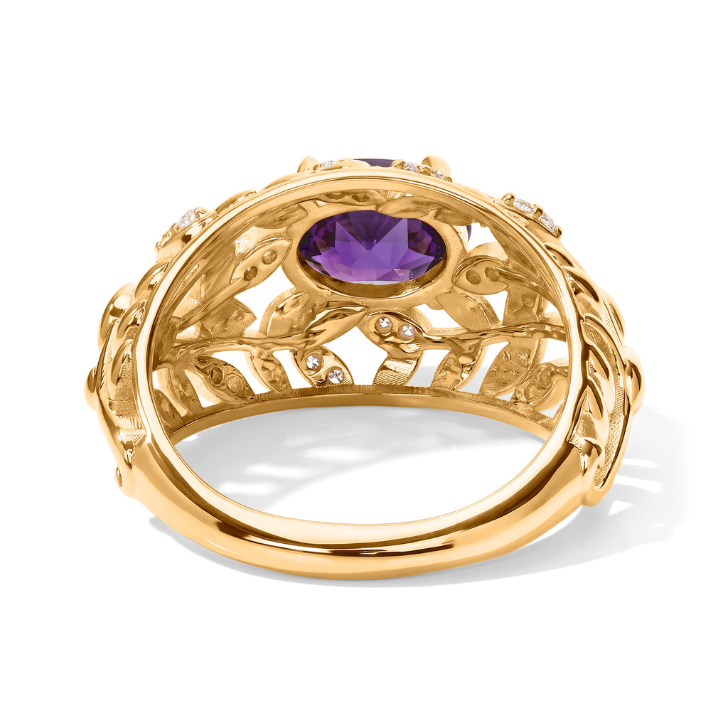 EverTrue Zambian Amethyst, White Zircon Fancy Ring Pure Yellow Brass  1.290  Ct._8783189_4