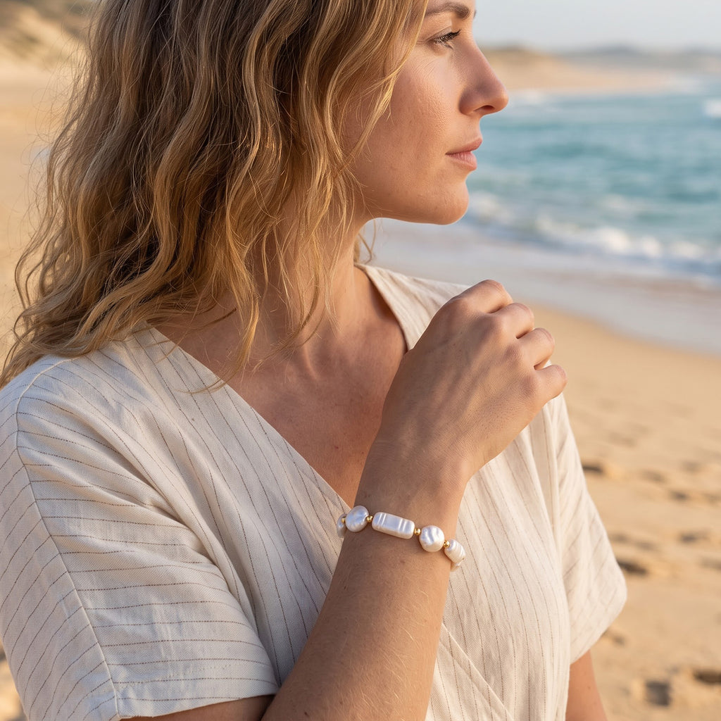 EverTrue - Fresh Water Pearl Beads Bracelet (Size - 7.5+2 Ext) in Yellow Gold Tone 55.00 Ct._8783984_2