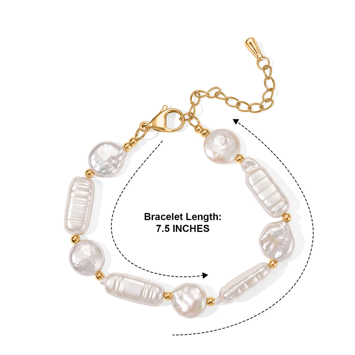 LA CloseOut-Fresh Water Pearl Beads Bracelet (Size - 7.5+2 Ext) 8783984 4