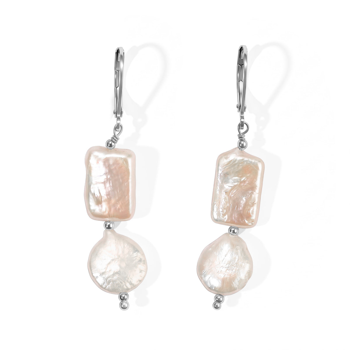 EverTrue - Fresh Water Pearl Dangling Earring with Lever Back in Platinum Overlay 25.00 Ct. 8783985 0