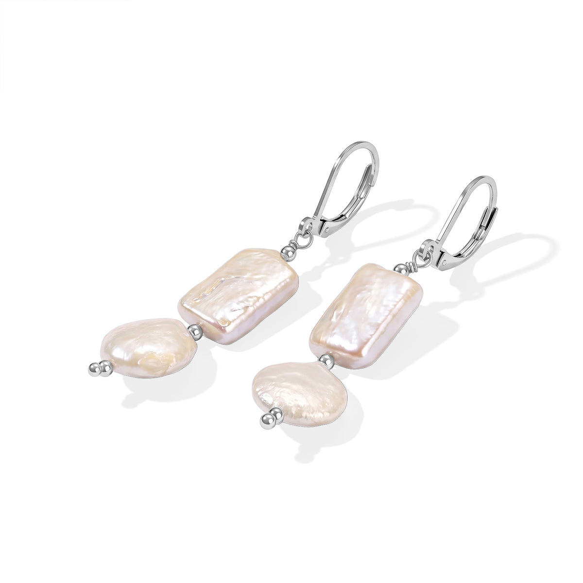 EverTrue - Fresh Water Pearl Dangling Earring with Lever Back in Platinum Overlay 25.00 Ct. 8783985 3