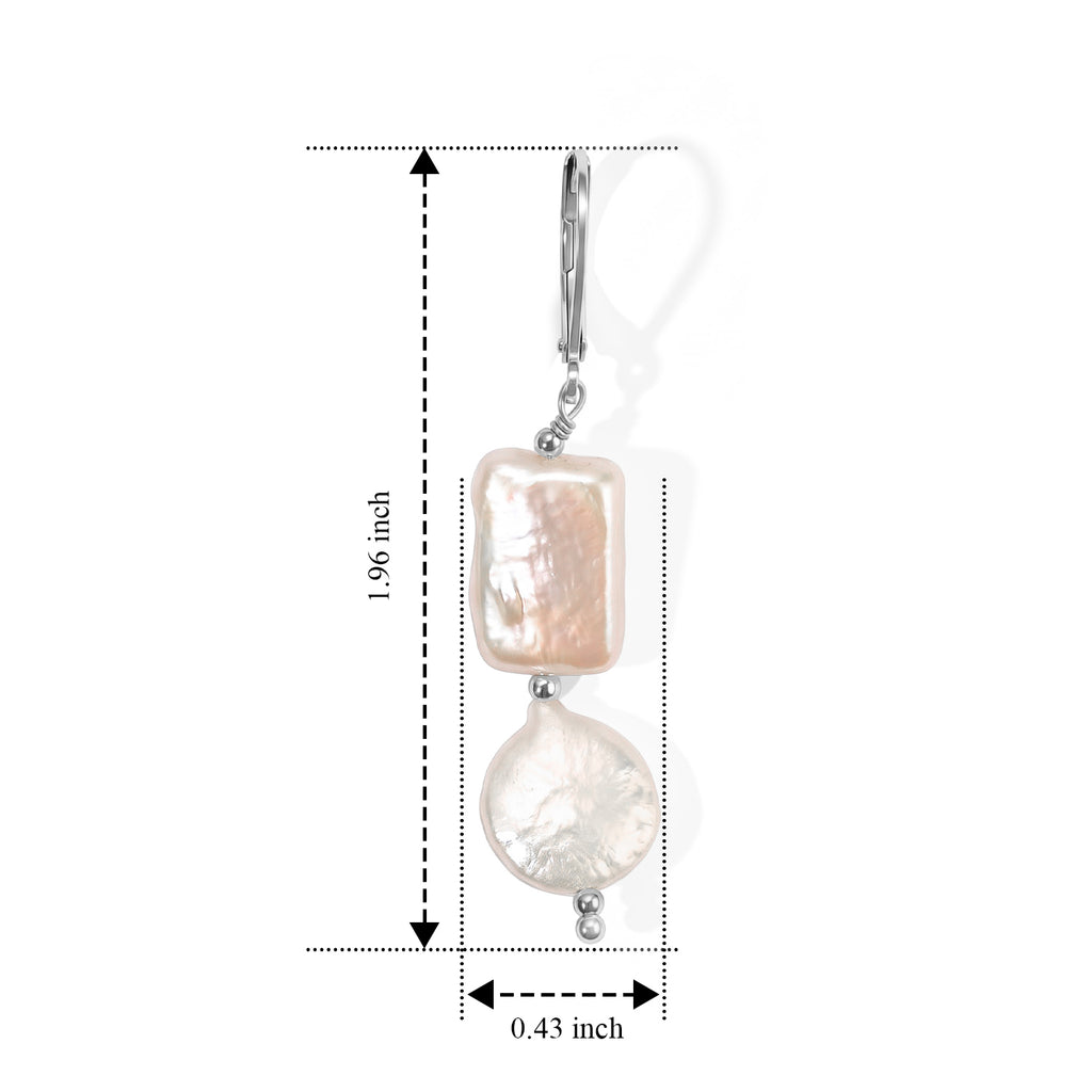 EverTrue - Fresh Water Pearl Dangling Earring with Lever Back in Platinum Overlay 25.00 Ct._8783985_4