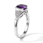 D'joy Zambian Amethyst, White Zircon Main Stone With Side Stone Ring in Platinum OverlaySterling Silver  2.032  Ct._8784106_3