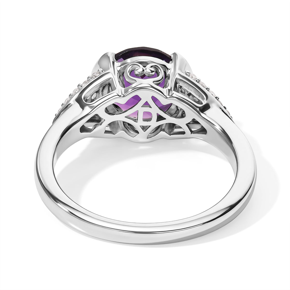 D'Joy - AAA Zambian Amethyst &amp; White Zircon Ring in Platinum Overlay Sterling Silver 2.00 Ct. 8784106 4