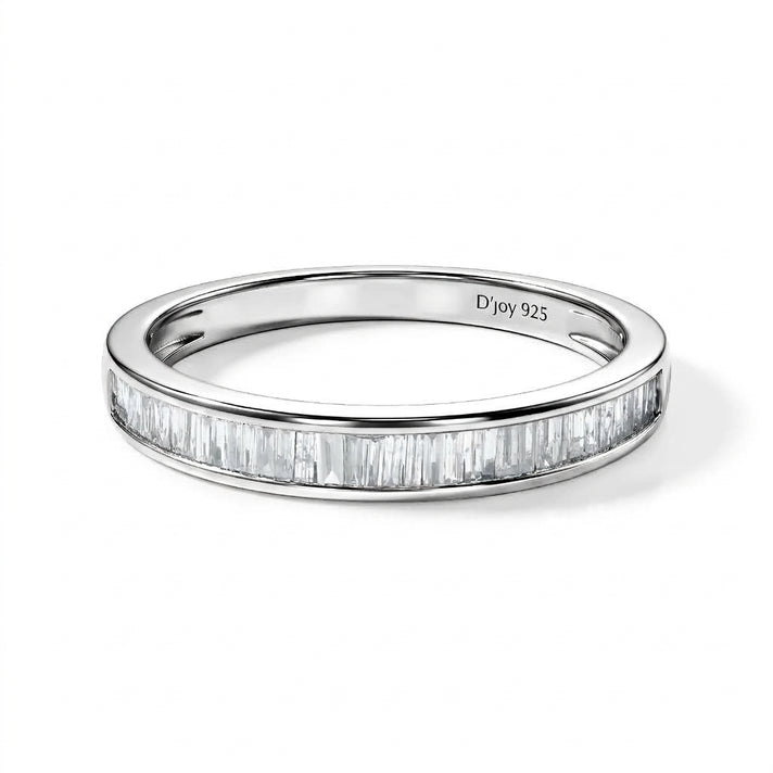 D'Joy - White Natural Diamond Band Ring in Platinum Overlay Sterling Silver 0.25 Ct. 8784529 1