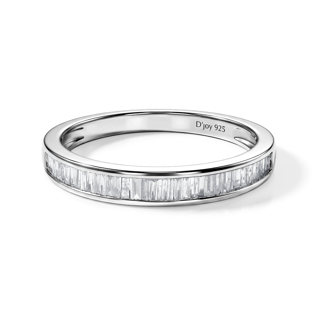 D'Joy - Natural White Diamond Band Ring in Platinum Overlay Sterling Silver 0.25 Ct._8784537