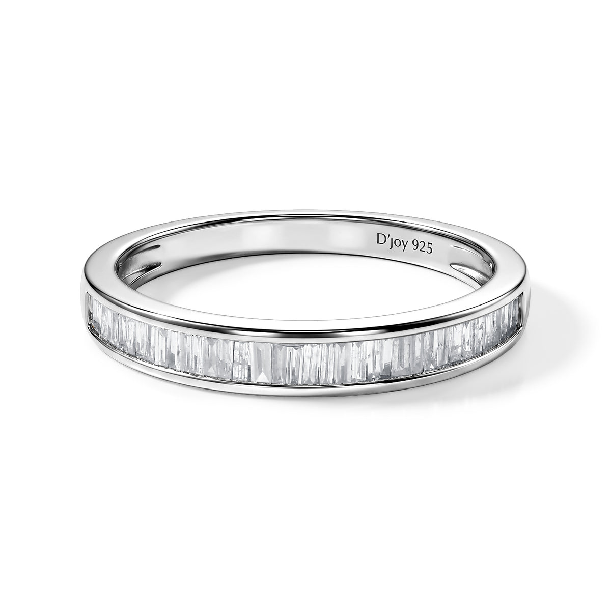 D'Joy - Natural White Diamond Band Ring in Platinum Overlay Sterling Silver 0.25 Ct. 8784537 0