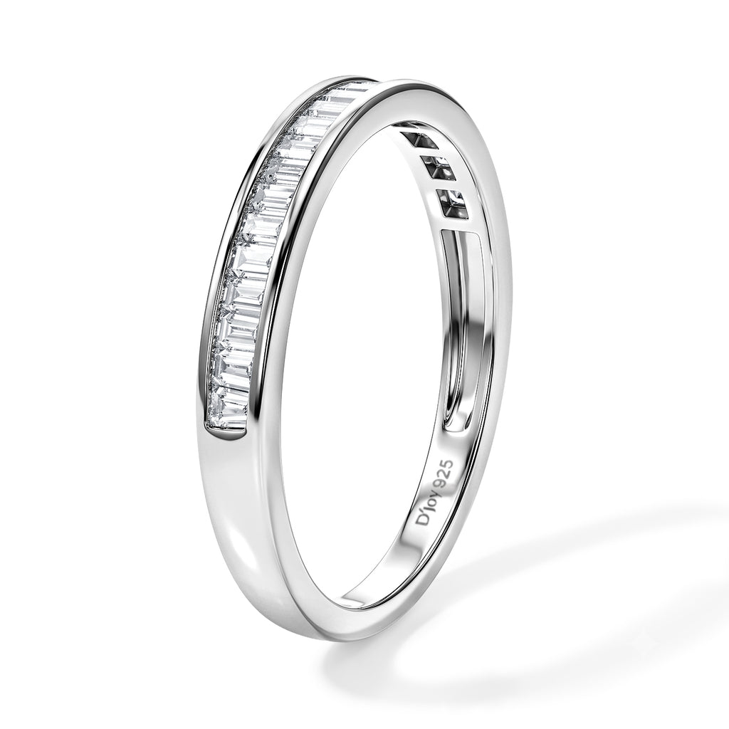 D'Joy - Natural White Diamond Band Ring in Platinum Overlay Sterling Silver 0.25 Ct._8784537_3
