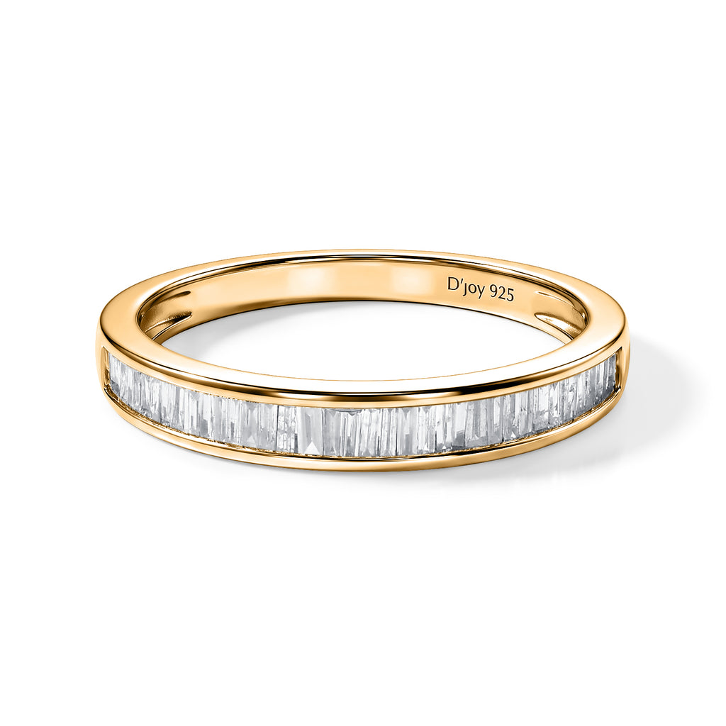 D'Joy - Natural White Diamond Band Ring in Yellow Gold Plated Sterling Silver 0.25 Ct._8784546