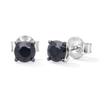 D'Joy - Black Diamond (I3) Stud Earring with Push Post in Rhodium Overlay Sterling Silver 1.00 Ct._8784941