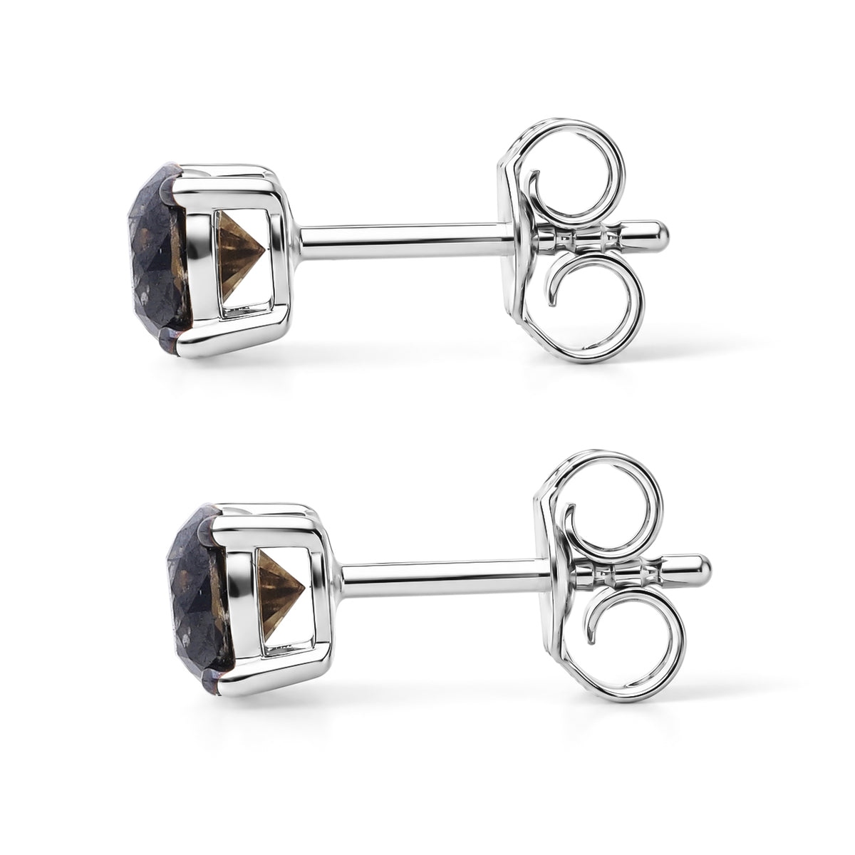 D'Joy - Black Diamond (I3) Stud Earring with Push Post in Rhodium Overlay Sterling Silver 1.00 Ct. 8784941 3