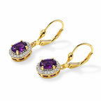D'Joy - AAA Zambian Amethyst & White Zircon Halo Earring with Lever Back in Yellow Gold Plated Sterling Silver 1.80 Ct._8784946_3