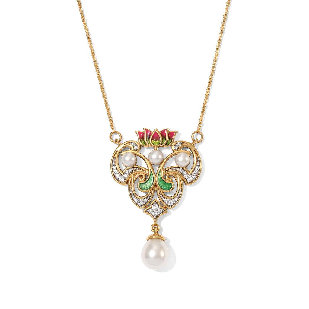 GP Fresh Water Pearl, White Zircon, Kanchanaburi Blue Sapphire Fancy Necklace (Size - 20) Sterling Silver  3.138  Ct._8784969