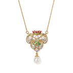GP Fresh Water Pearl, White Zircon, Kanchanaburi Blue Sapphire Fancy Necklace (Size - 20) Sterling Silver  3.138  Ct._8784969