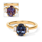 Luxuriant Lab Grown Alexandrite, Lab Grown Diamond Main Stone With Side Stone Ring in 18K YG VermeilSterling Silver  1.523  Ct._8785011