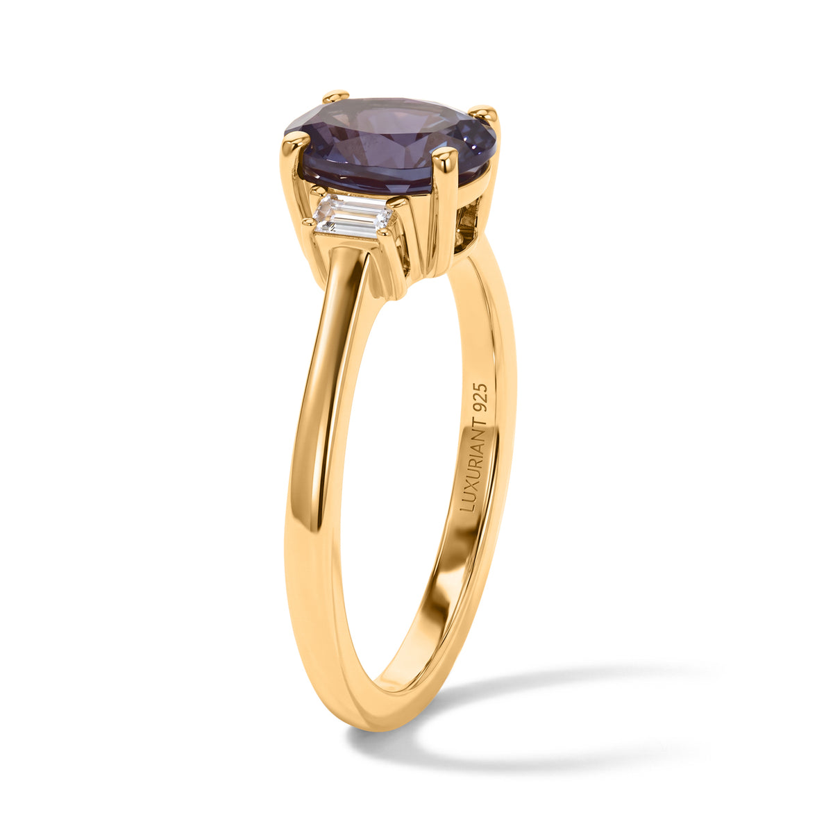 Luxuriant Lab Grown Alexandrite, Lab Grown Diamond Main Stone With Side Stone Ring in 18K YG VermeilSterling Silver  1.523  Ct. 8785011 3