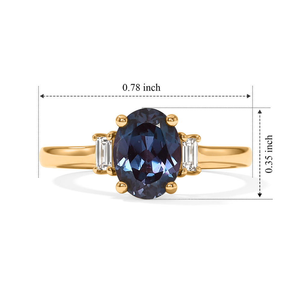 Luxuriant Lab Grown Alexandrite, Lab Grown Diamond Main Stone With Side Stone Ring in 18K YG VermeilSterling Silver  1.523  Ct._8785011_5