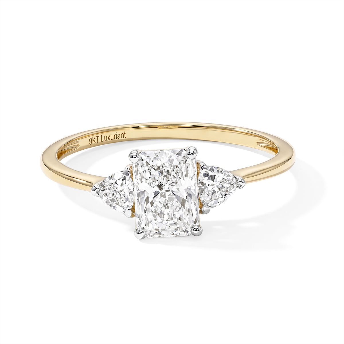 Luxuriant - 9K Yellow Gold SGL Certified Lab Grown Diamond (VS-E-F) Trilogy Ring 1.50 Ct. 8785109 0