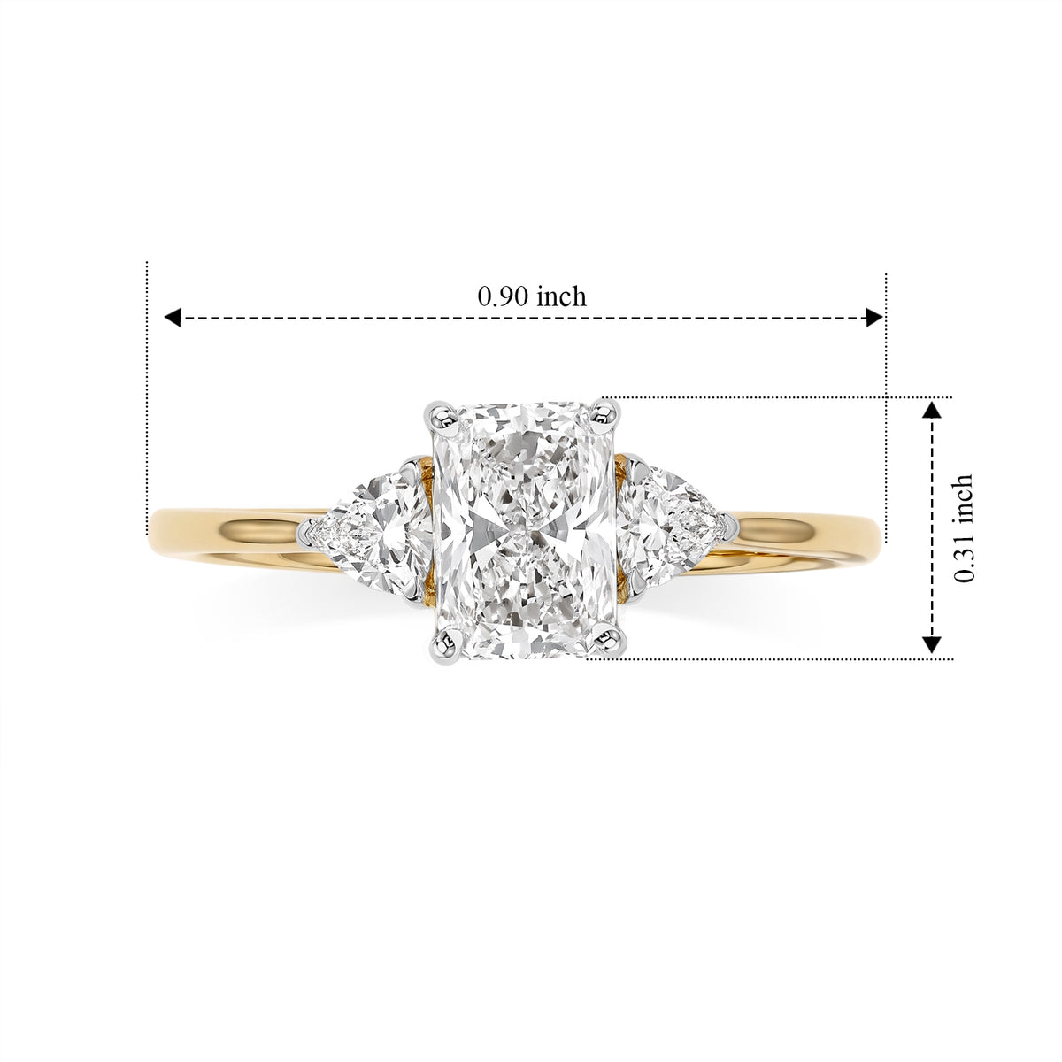 Luxuriant - 9K Yellow Gold SGL Certified Lab Grown Diamond (VS-E-F) Trilogy Ring 1.50 Ct. 8785109 5