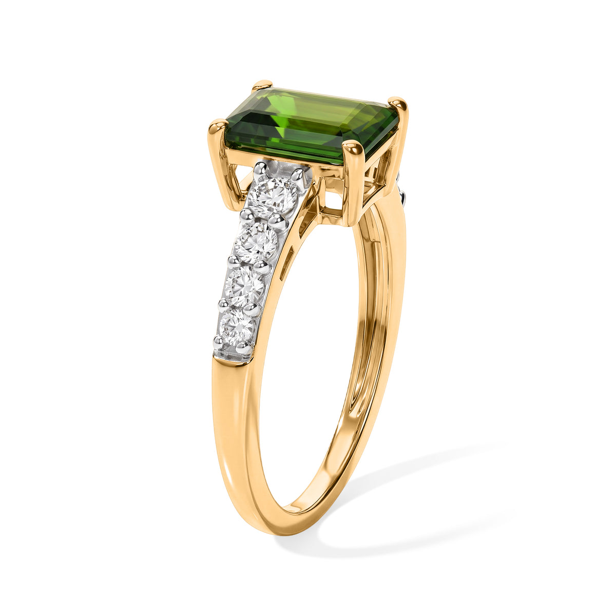 D'joy Natural Chrome Diopside, Lab Grown Diamond Main Stone With Side Stone Ring in 18K YG VermeilSterling Silver 1.754 Ct. 8785113 3