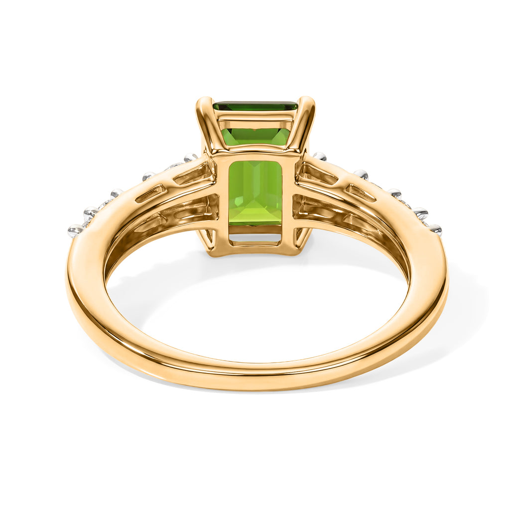 Luxuriant - Natural Chrome Diopside & Lab Grown Diamond (SI/G-H) Ring in 18K Vermeil Yellow Gold Plated Sterling Silver 1.75 Ct._8785113_4