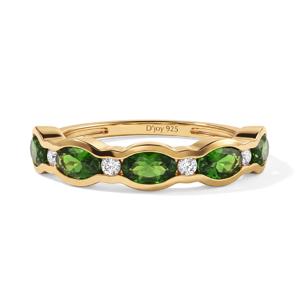 D'Joy - Natural Chrome Diopside & White Zircon Ring in Yellow Gold Plated Sterling Silver 1.40 Ct._8785153