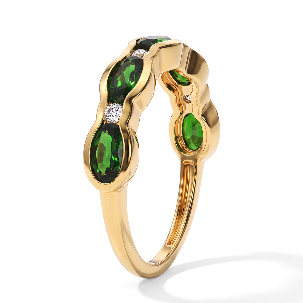D'Joy - Natural Chrome Diopside & White Zircon Ring in Yellow Gold Plated Sterling Silver 1.40 Ct._8785153_3