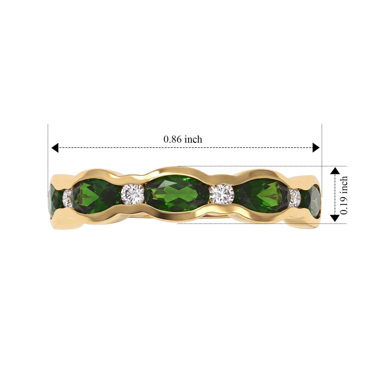 D'Joy - Natural Chrome Diopside &amp; White Zircon Ring in Yellow Gold Plated Sterling Silver 1.40 Ct. 8785153 5