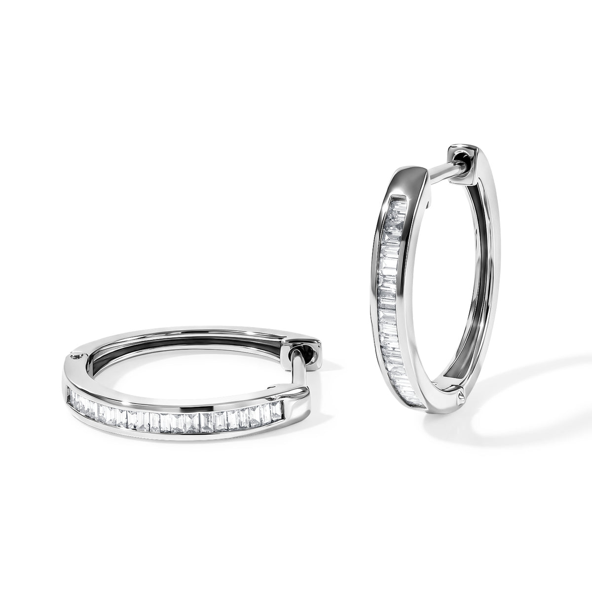 D'Joy - Natural White Diamond Full Hoop Earring in Platinum Overlay Sterling Silver 0.25 Ct. 8785495 0