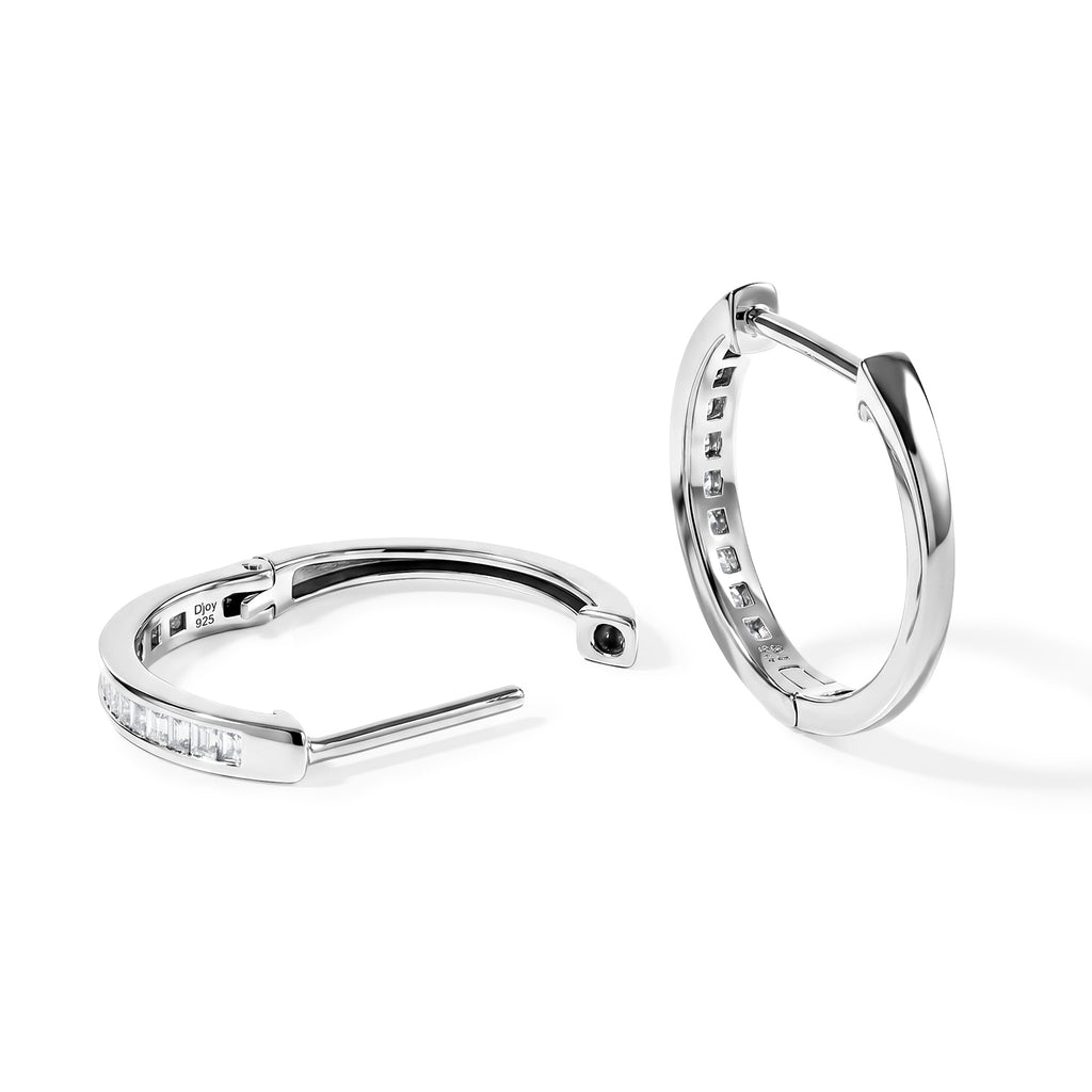 D'Joy - Natural White Diamond Full Hoop Earring in Platinum Overlay Sterling Silver 0.25 Ct._8785495_3