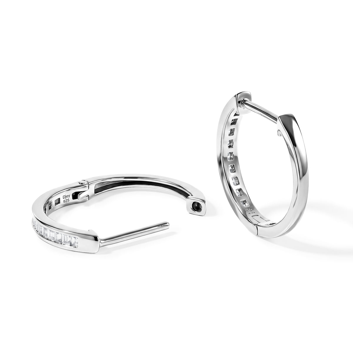 D'Joy - Natural White Diamond Full Hoop Earring in Platinum Overlay Sterling Silver 0.25 Ct. 8785495 3