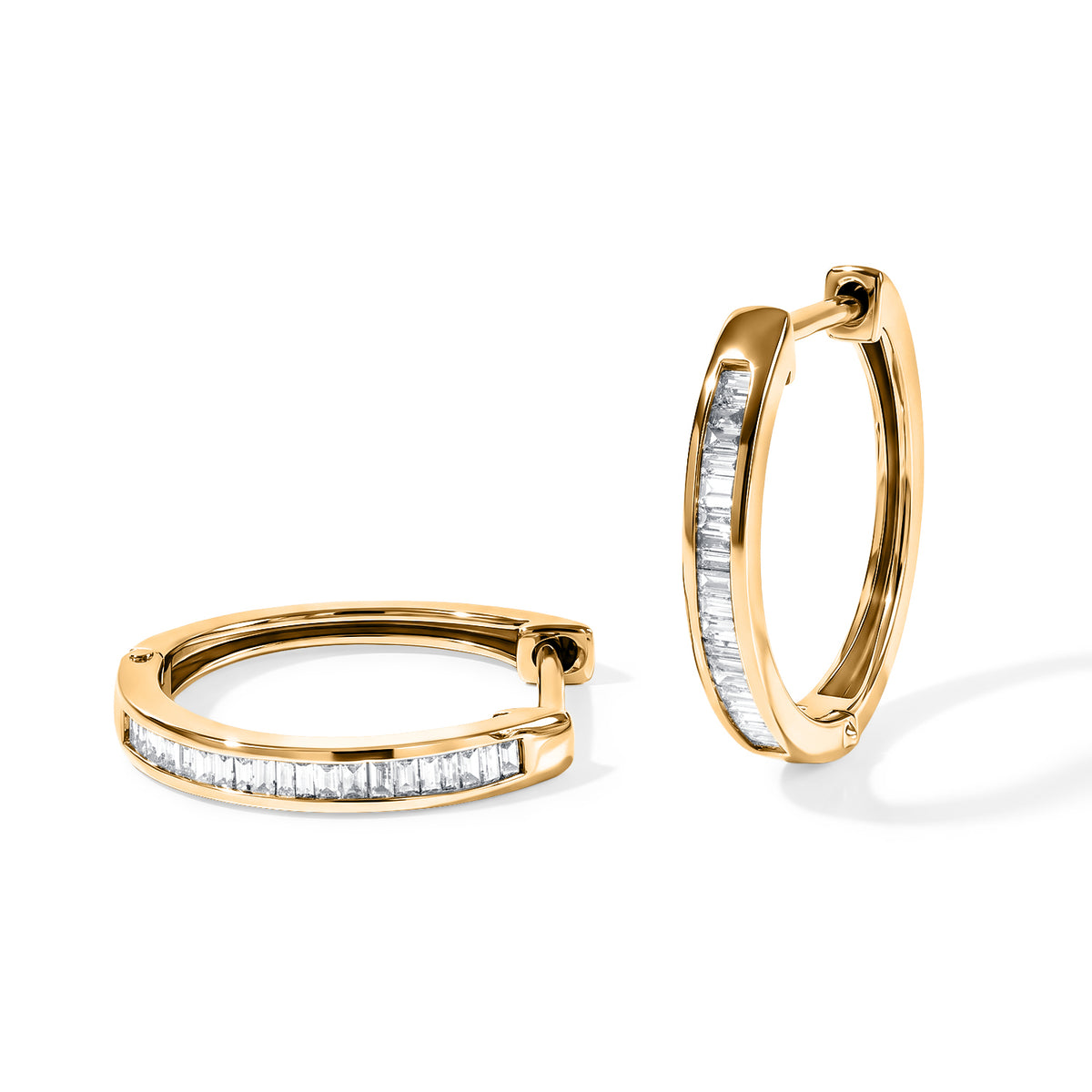 D'Joy - Natural White Diamond Full Hoop Earring in Yellow Gold Plated Sterling Silver 0.25 Ct. 8785496 0