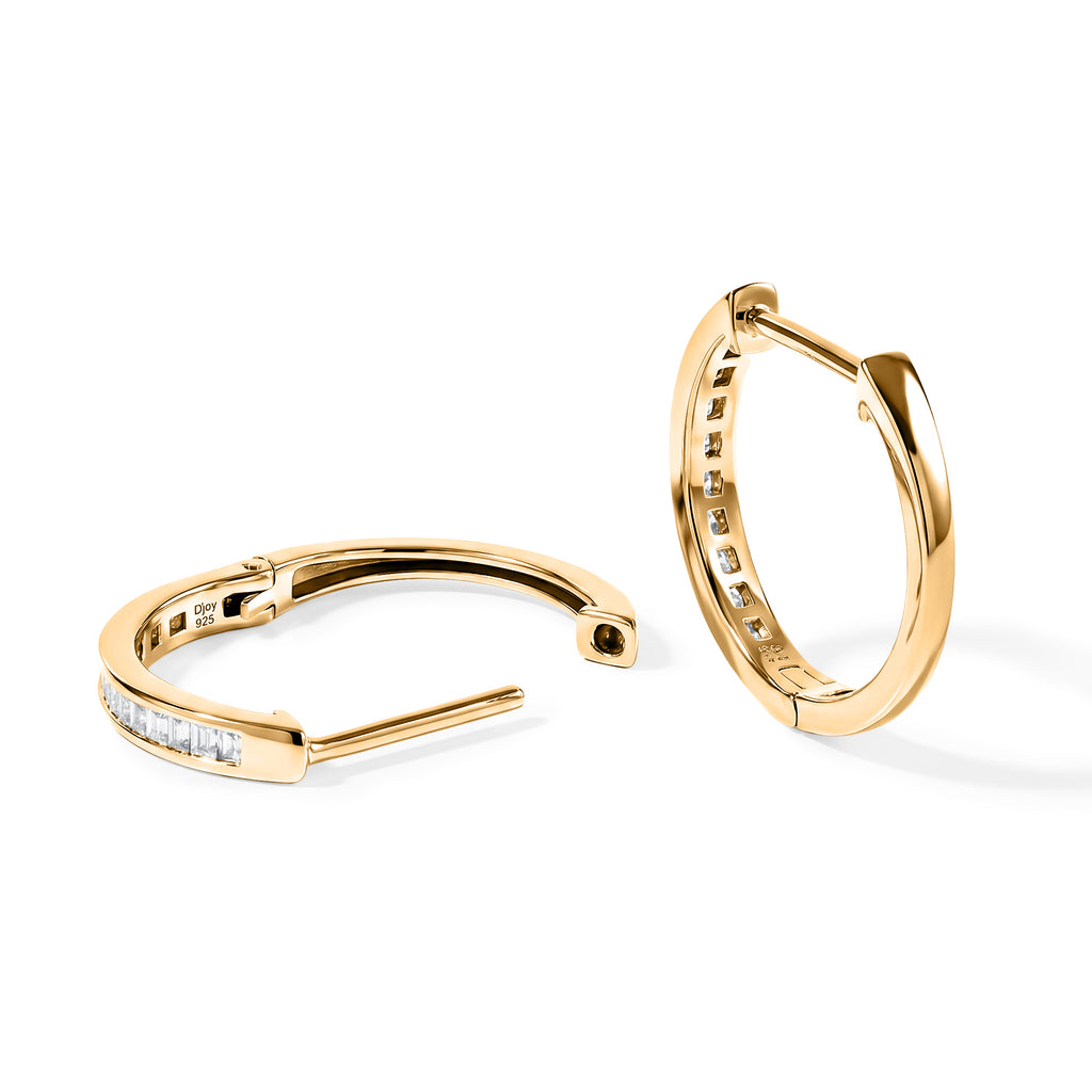 D'Joy - Natural White Diamond Full Hoop Earring in Yellow Gold Plated Sterling Silver 0.25 Ct._8785496_3