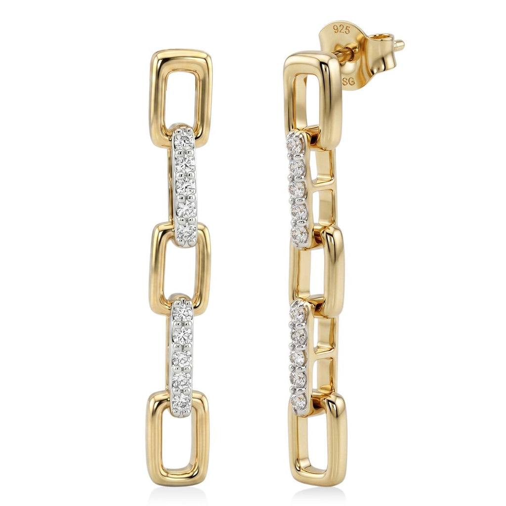 Luxuriant - Lab Grown Diamond (SI/G-H) Dangling Earring with Push Back in 18K Vermeil Yellow Gold Plated Sterling Silver 0.25 Ct._8785505