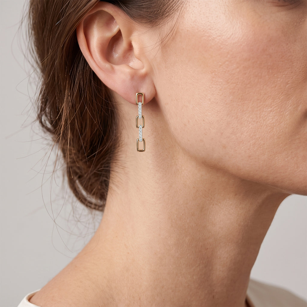Luxuriant - Lab Grown Diamond (SI/G-H) Dangling Earring with Push Back in 18K Vermeil Yellow Gold Plated Sterling Silver 0.25 Ct._8785505_1