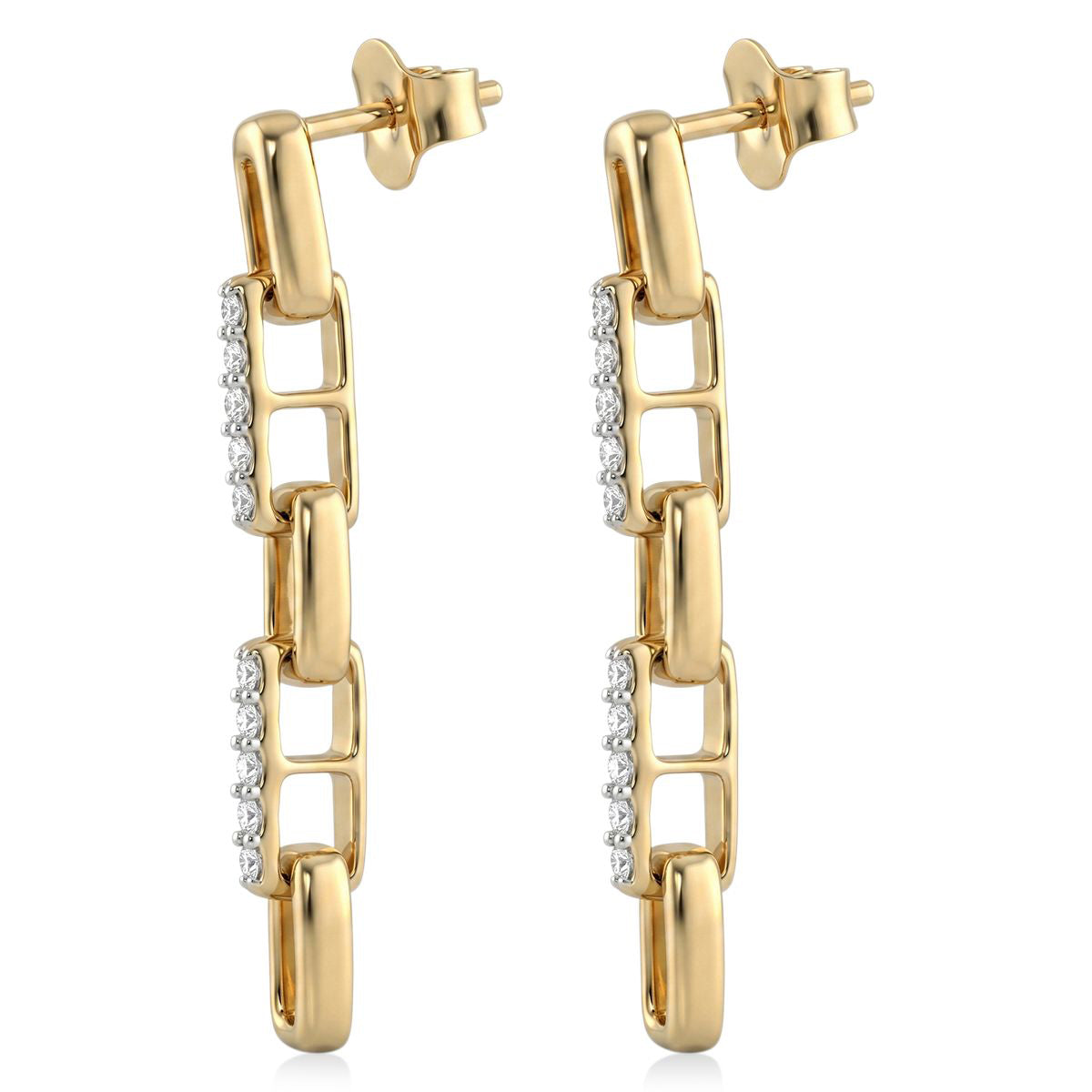 Luxuriant - Lab Grown Diamond (SI-G-H) Dangling Earring with Push Back in 18K Vermeil Yellow Gold Plated Sterling Silver 0.25 Ct. 8785505 3