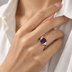 Luxuriant - AAA Zambian Amethyst & Lab Grown Diamond (SI/G-H) Ring in 18K Vermeil Yellow Gold Plated Sterling Silver 3.50 Ct._8786168_1