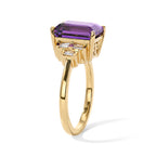Luxuriant - AAA Zambian Amethyst & Lab Grown Diamond (SI/G-H) Ring in 18K Vermeil Yellow Gold Plated Sterling Silver 3.50 Ct._8786168_3