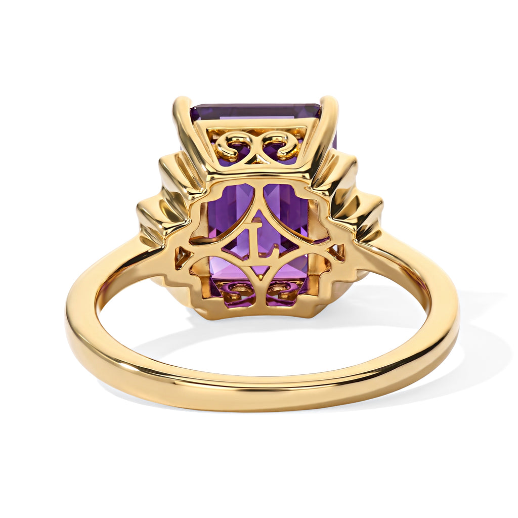 Luxuriant - AAA Zambian Amethyst & Lab Grown Diamond (SI/G-H) Ring in 18K Vermeil Yellow Gold Plated Sterling Silver 3.50 Ct._8786168_4