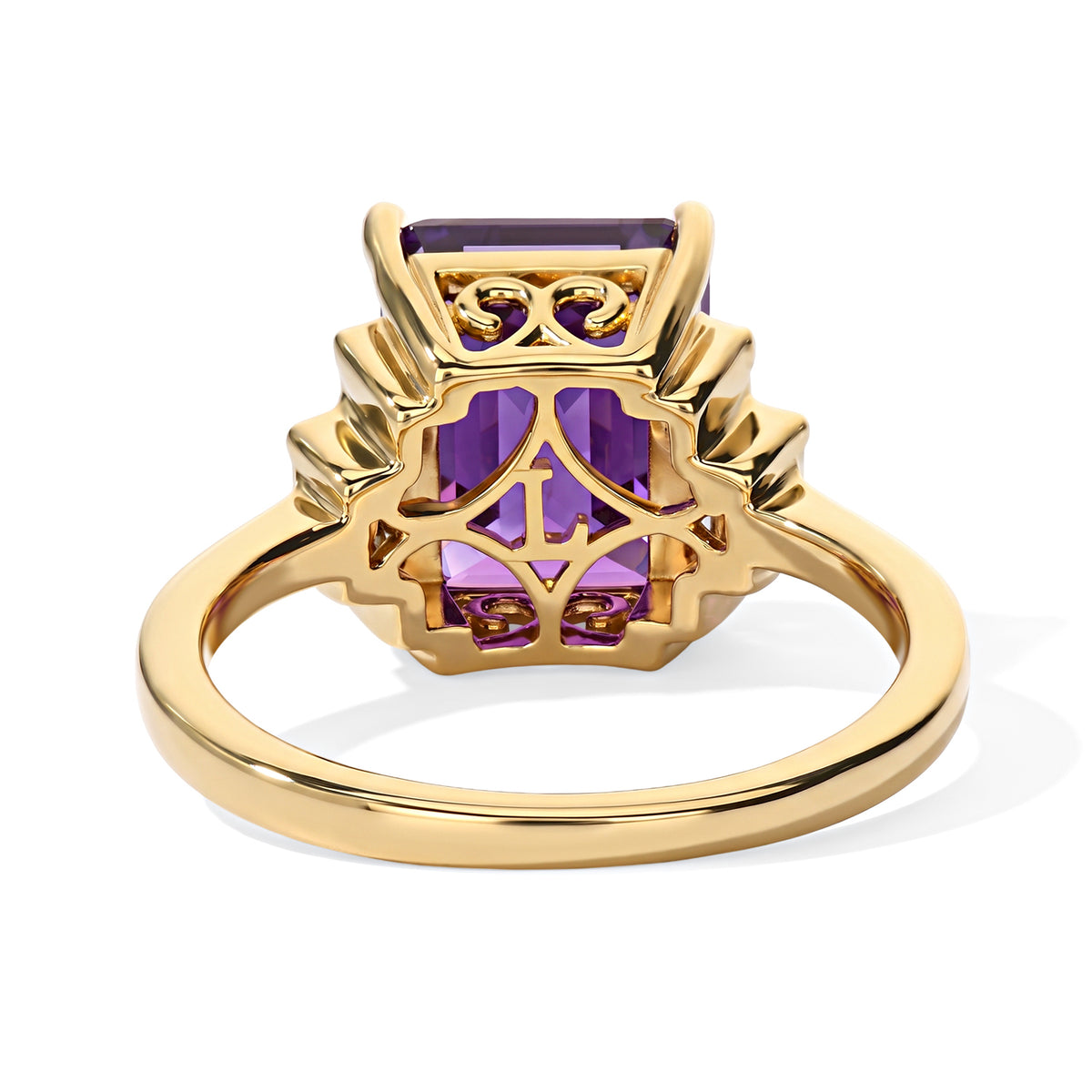Luxuriant - AAA Zambian Amethyst &amp; Lab Grown Diamond (SI/G-H) Ring in 18K Vermeil Yellow Gold Plated Sterling Silver 3.50 Ct. 8786168 4