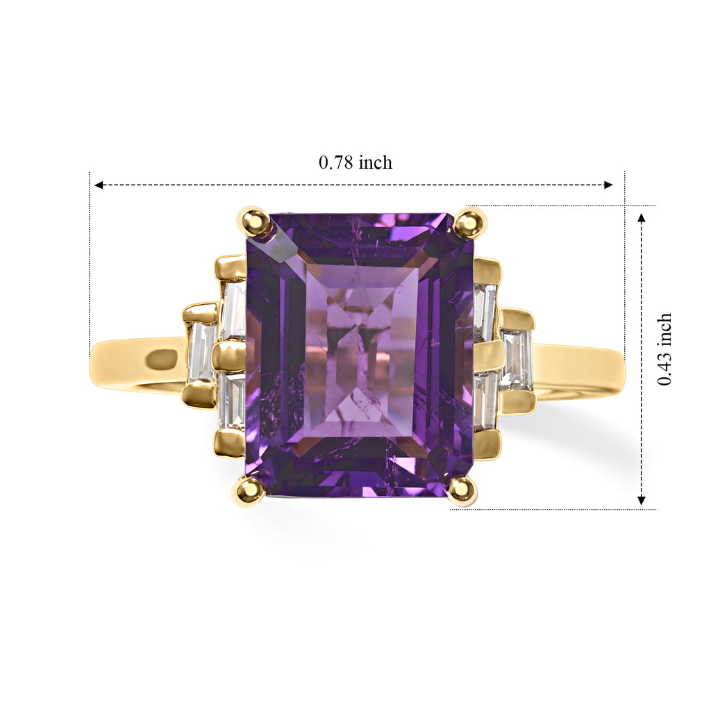 Luxuriant - AAA Zambian Amethyst & Lab Grown Diamond (SI/G-H) Ring in 18K Vermeil Yellow Gold Plated Sterling Silver 3.50 Ct._8786168_5