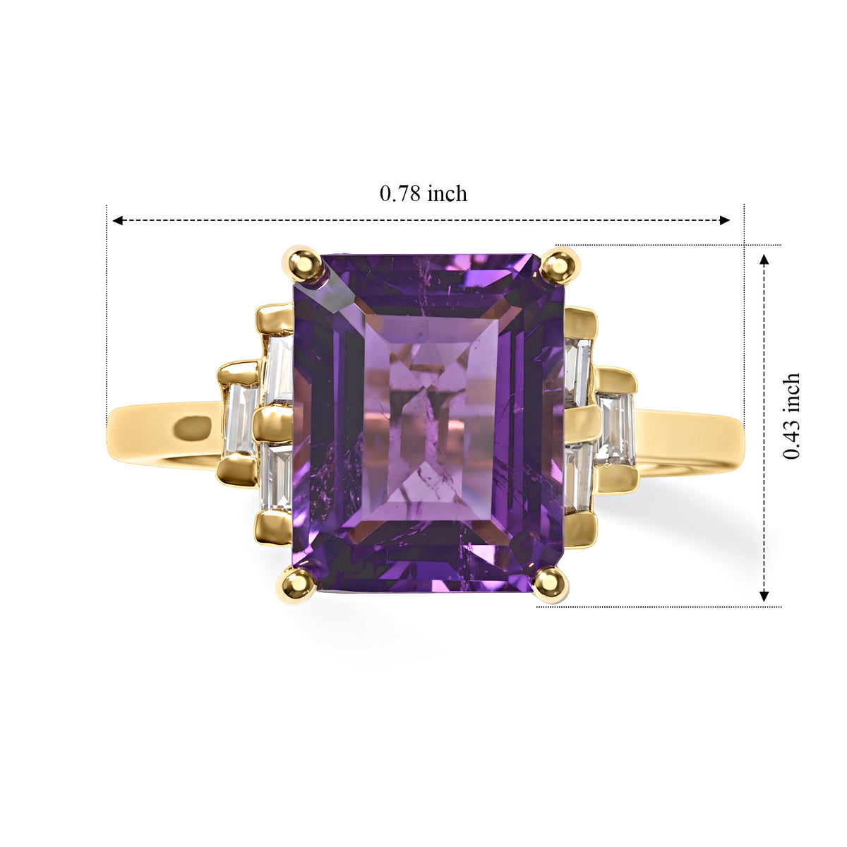 Luxuriant - AAA Zambian Amethyst &amp; Lab Grown Diamond (SI/G-H) Ring in 18K Vermeil Yellow Gold Plated Sterling Silver 3.50 Ct. 8786168 5