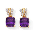 D'Joy - AAA Zambian Amethyst & White Zircon Drop Earring with Push Post in Yellow Gold Plated Sterling Silver 2.42 Ct._8786198