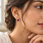 D'Joy - AAA Zambian Amethyst & White Zircon Drop Earring with Push Post in Yellow Gold Plated Sterling Silver 2.42 Ct._8786198_2