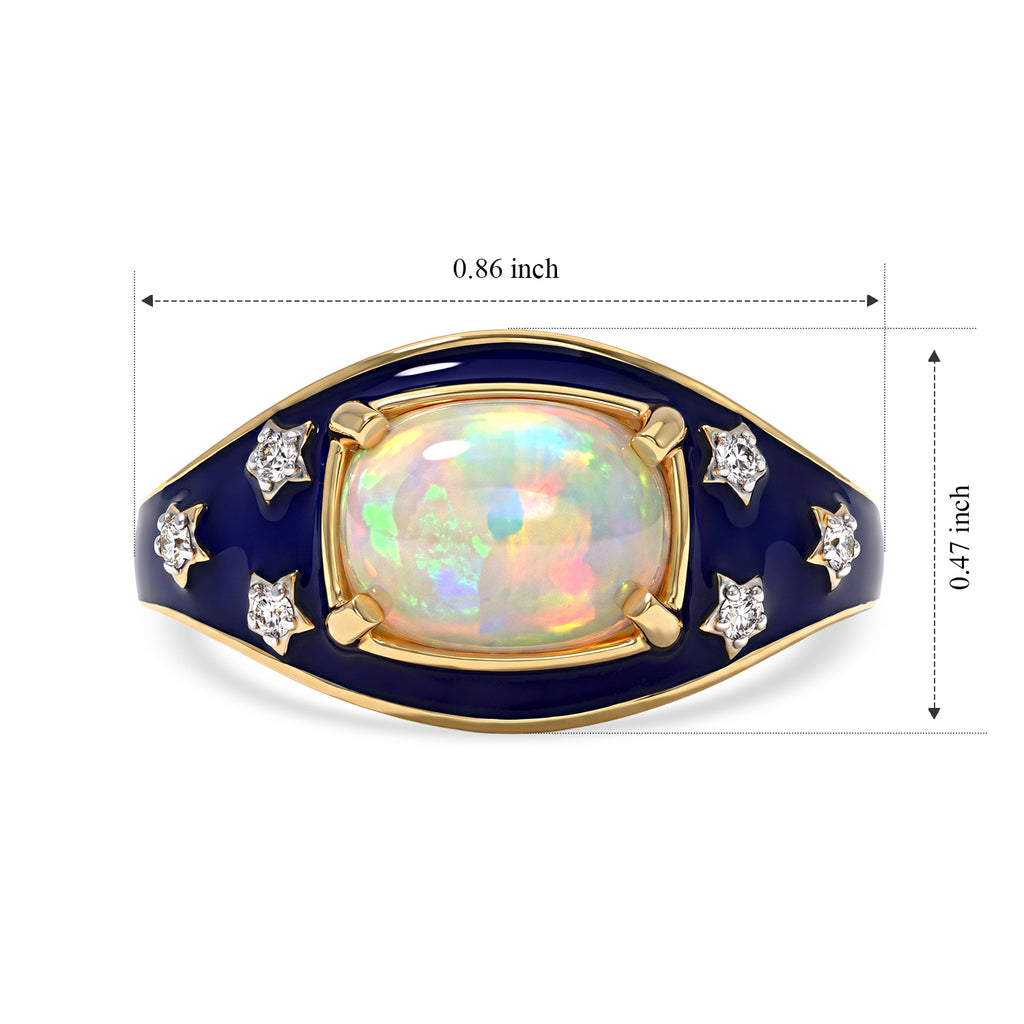 GP Ethiopian Opal, White Zircon, Kanchanaburi Blue Sapphire Main Stone With Side Stone Ring in 18K YG VermeilSterling Silver, Silver Wt.5 Gms  1.578  Ct._8786232_6