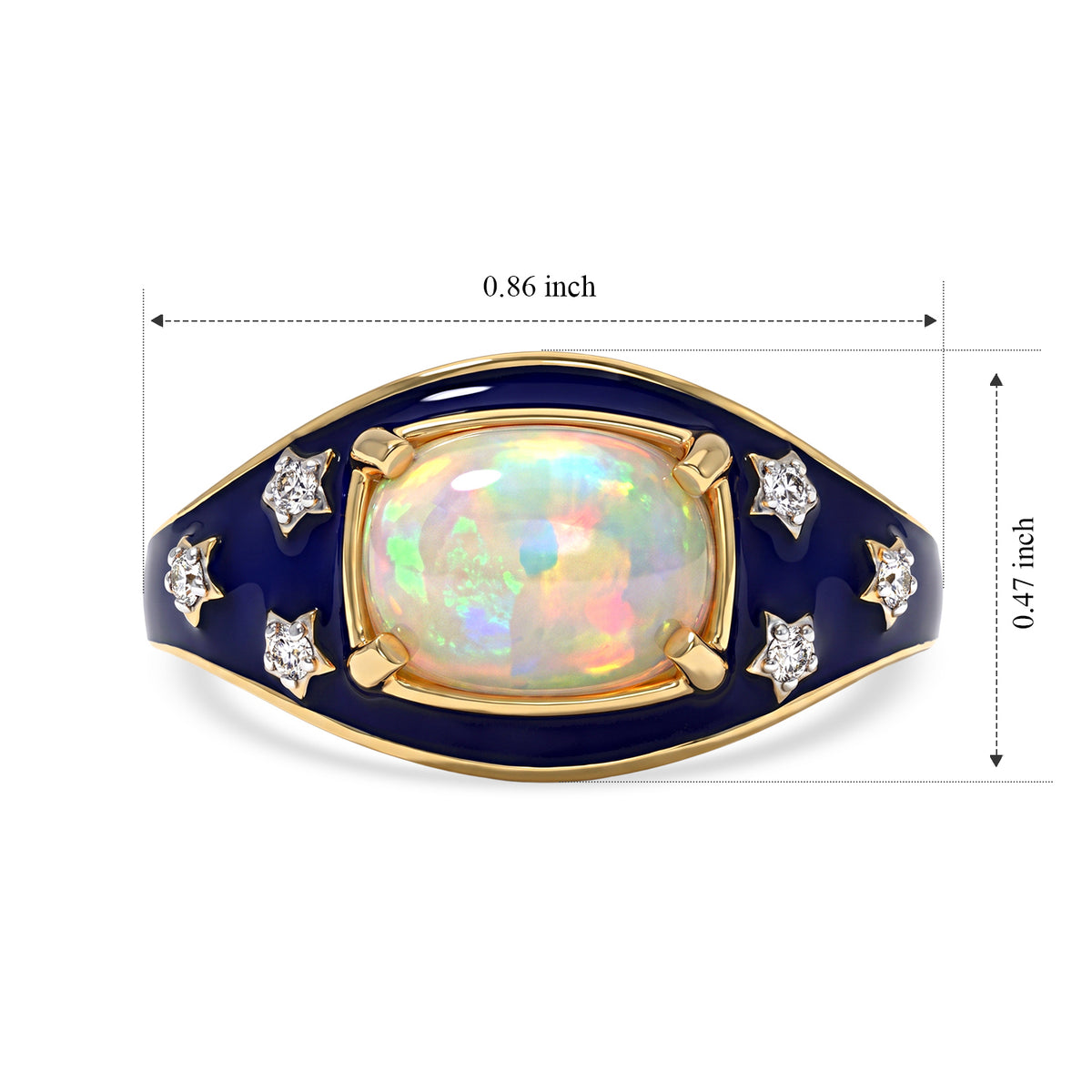 GP - Ethiopian Opal, White Zircon &amp; Blue Sapphire Ring in 18K Vermeil Yellow Gold Plated Sterling Silver 1.60 Ct. 8786232 6