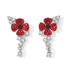 Multi Color Crystal Poppy Flower Dangling Earring with Push Back_8787191