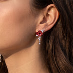 Multi Color Crystal Poppy Flower Dangling Earring with Push Back_8787191_2